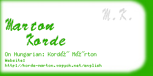 marton korde business card